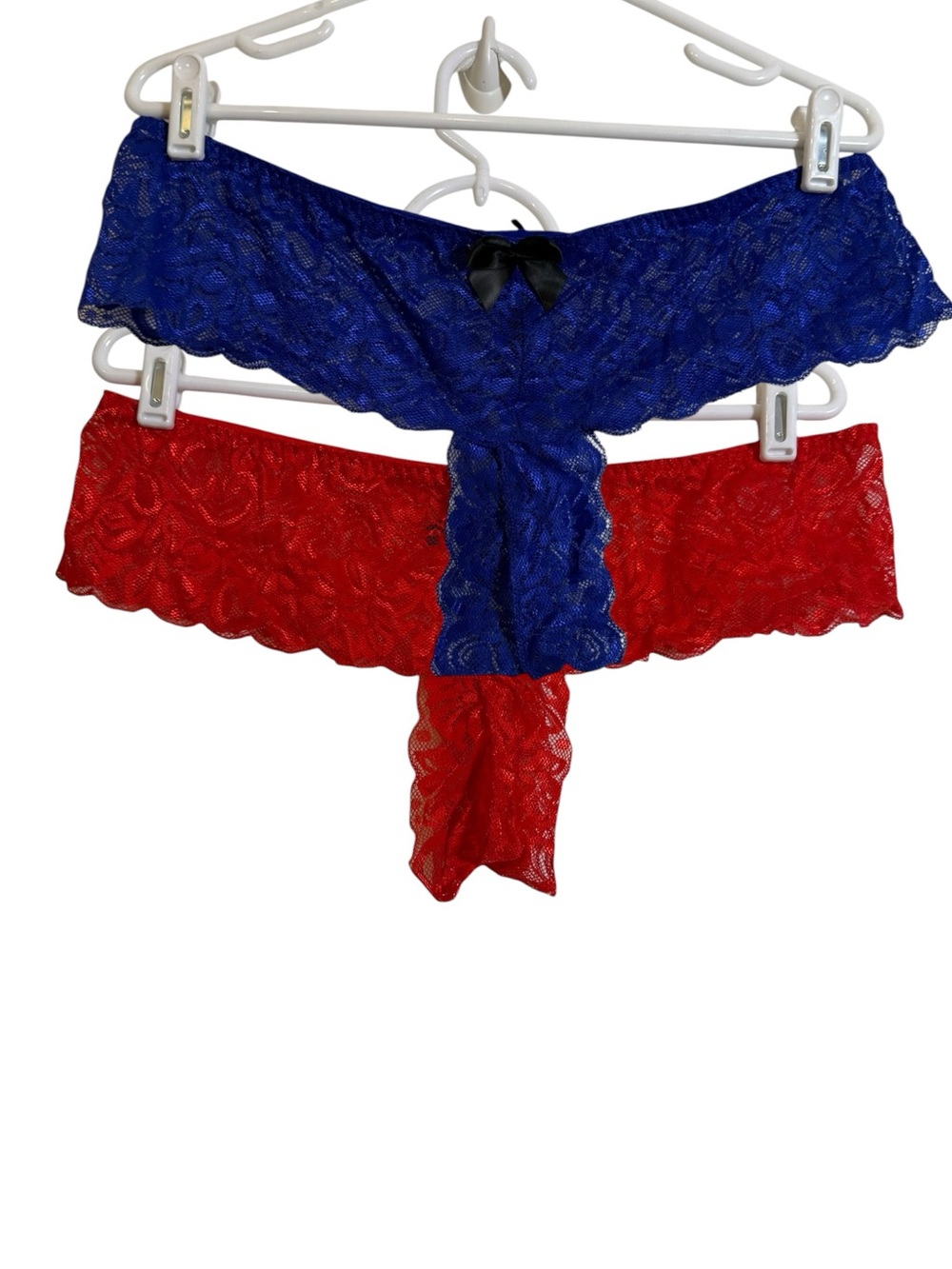 Dreamgirl Red/Blue Lace Crocheless Thong multipack of 2 sz 1X/2X
